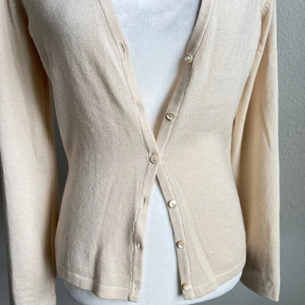 Giorgio's of Palm Beach Cashmere Silk Cardigan Women's 44 US M Off White Sweater